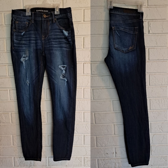 Express Denim - Express Jeans distressed denim leggings, 0